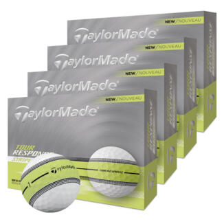 TaylorMade Tour Response Stripe Golf Balls (4 For 3) White/Neon Yellow (Pre Order)
