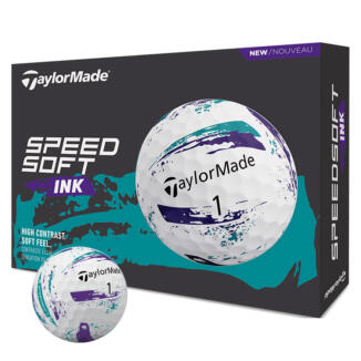 TaylorMade SpeedSoft Ink Golf Balls White/Purple/Teal