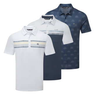 TravisMathew Bundle Golf Polo Shirts (3 Pack) Dress Blue/White/White