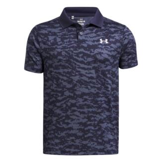 Under Armour Junior Matchplay Printed Golf Polo Shirt Midnight Navy 1377349-410