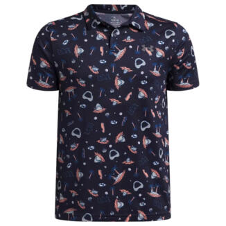 Under Armour Junior Matchplay Printed Golf Polo Shirt Midnight Navy/Posh Pink/Castlerock 6009817-410