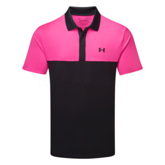 Under Armour Performance 3.0 Colour Block Golf Polo Shirt Black/Rebel Pink/Black 1377375-001