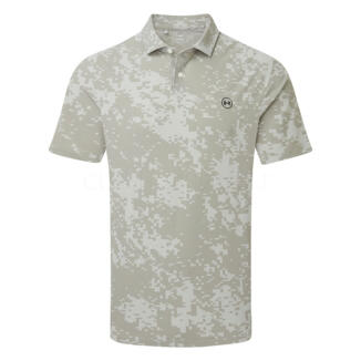 Under Armour Drive Chill Printed Golf Polo Shirt Titanium/Clay Green/Black 6009724-069