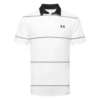 Under Armour Playoff 3.0 Club House Stripe Golf Polo Shirt White/Black 1378676-101