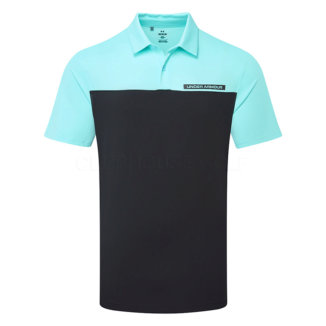 Under Armour T2G Colour Block Golf Polo Shirt Black/Sky Blue/Black 1383139-002