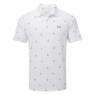 Under Armour Playoff 3.0 Quails Printed Golf Polo Shirt White/Steel 1378677-117