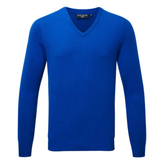 Glenmuir Eden V-Neck Cotton Golf Sweater Ascot Blue MKC6884VN-101