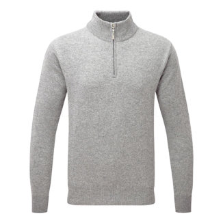 Glenmuir Coll 1/4 Zip Lambswool Golf Sweater Light Grey MKL7282ZN-864