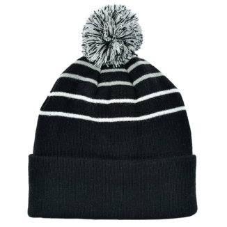 Level 4 Plain Striped Knit Golf Beanie Black/Grey/White R4HW621