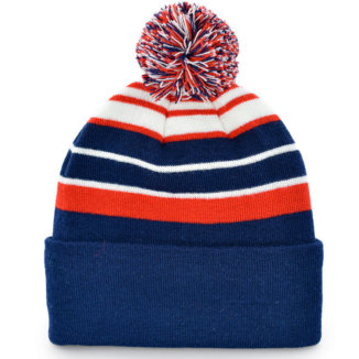 Level 4 Plain Striped Knit Golf Beanie White/Red/Navy R4HW623