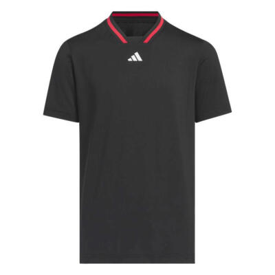 adidas Junior Sports Collar Golf Polo Shirt Black JE2465