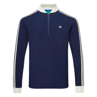 adidas Golf Originals 3 Stripe 1/4 Zip Golf Sweater Night Indigo/Chalk White JY9940