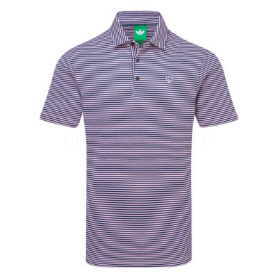 adidas Golf Originals Stripe Pique Golf Polo Shirt Clear Pink/Night Indigo KE9039