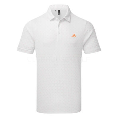 adidas Performance Texture Print Golf Polo Shirt White/Lucid Orange KB6793