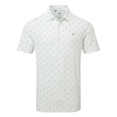 adidas Ultimate365+ Soft Print Golf Polo Shirt White/Wonder Sage KE8343