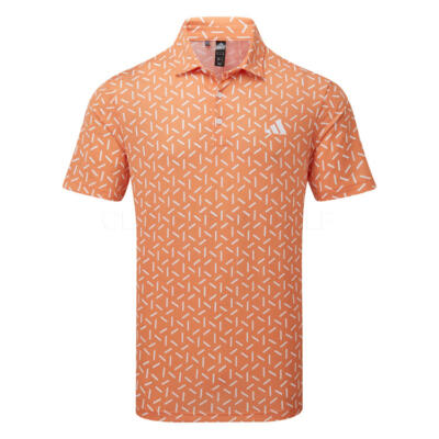 adidas Ultimate365 Mesh Print Climacool Golf Polo Shirt Dusky Orange KE7705