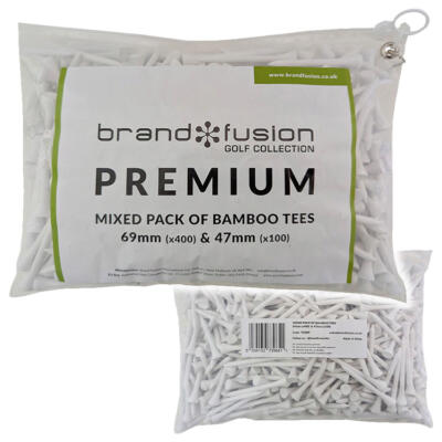 Brand Fusion Bamboo Supersized Bulk Pack Golf Tees Mixed (500 Pack)