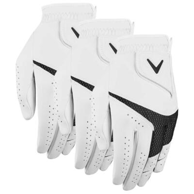 Callaway Weather Spann Golf Glove White (3 Pack) (Left Handed Golfer)