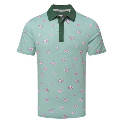 Callaway Azalea Gingham Print Golf Polo Shirt Galapagos Green CGKSG084-326