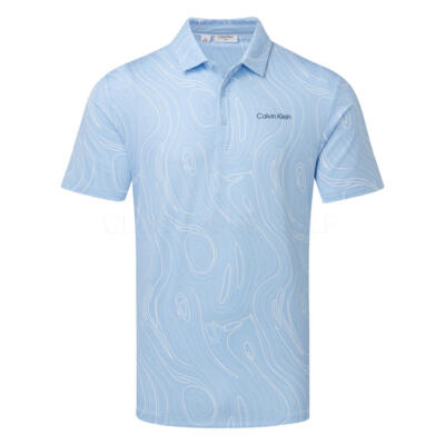 Calvin Klein Marble Print Golf Polo Shirt Blue Bell CKMS26157