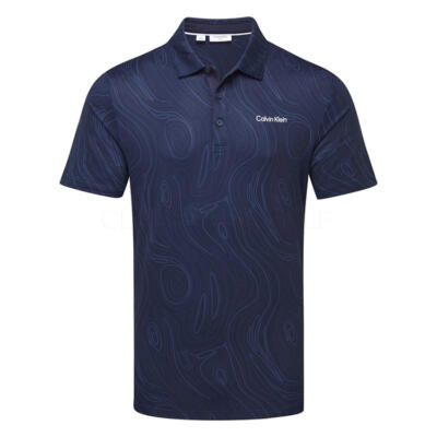 Calvin Klein Marble Print Golf Polo Shirt Navy CKMS26157