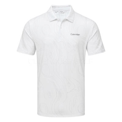 Calvin Klein Marble Print Golf Polo Shirt White CKMS26157