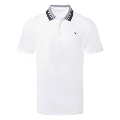 Calvin Klein Vista Jersey Golf Polo Shirt White C10175