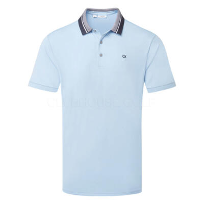 Calvin Klein Vista Jersey Golf Polo Shirt Dusty Blue C10175