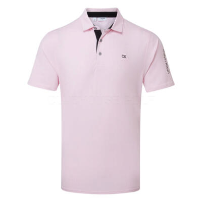 Calvin Klein Uni Scripted Golf Polo Shirt Baby Pink C9952