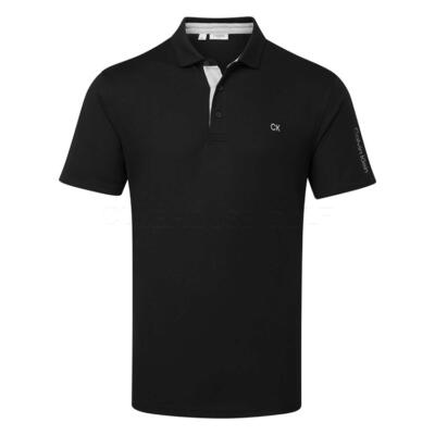 Calvin Klein Uni Scripted Golf Polo Shirt Black C9952