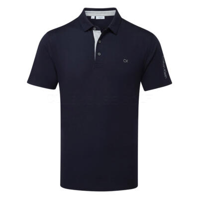 Calvin Klein Uni Scripted Golf Polo Shirt Navy C9952