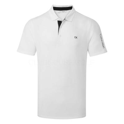 Calvin Klein Uni Scripted Golf Polo Shirt White C9952