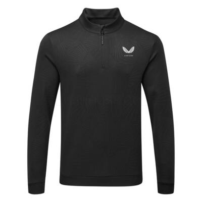 Castore Classic All-Over Print 1/4 Zip Golf Sweater Black/Mid Grey GMF41163-018