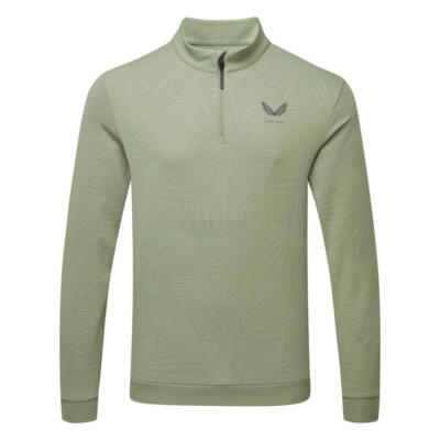 Castore Classic All-Over Print 1/4 Zip Golf Sweater Thyme/Gunmetal GMF41163-100