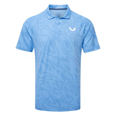 Castore Glow Printed Golf Polo Shirt Cool Blue/White GMF31166-041