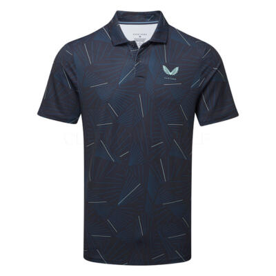 Castore Swing Printed Golf Polo Shirt Midnight Navy/Deep Blue/Aqua GMF31165-027