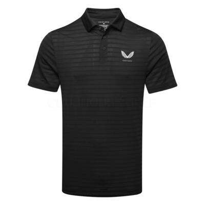 Castore Pinnacle Pique Stripe Golf Polo Shirt Black/Mid Grey GMC30691-018
