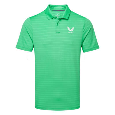 Castore Striped Golf Polo Shirt Jade Green/White MLM00047CAS-091