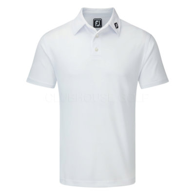 FootJoy Stretch Pique Solid Golf Polo Shirt White - Clubhouse Golf