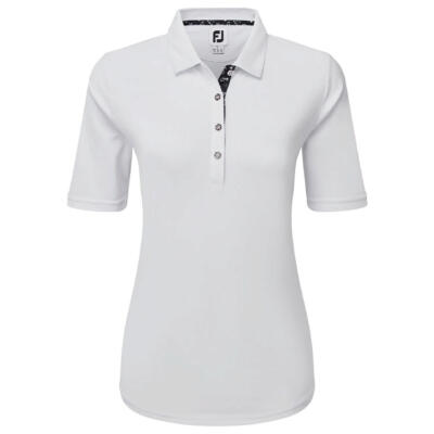 FootJoy Ladies Half Sleeve Pique Golf Polo Shirt White 81724