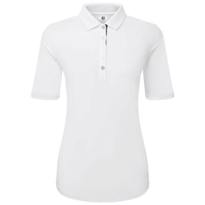 FootJoy Ladies Half Sleeve Ruched Lisle Golf Polo Shirt White 34204