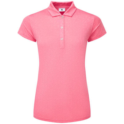 FootJoy Ladies Painted Floral Cap Sleeve Lisle Golf Polo Shirt Pink Lemonade 34203