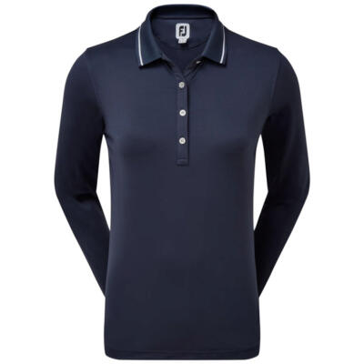 FootJoy Ladies Thermal Long Sleeved Golf Polo Shirt Navy 87999