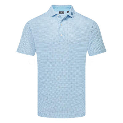 FootJoy Nautical Flag Print Lisle Golf Polo Shirt Blue Reef/Deep Reef 39261