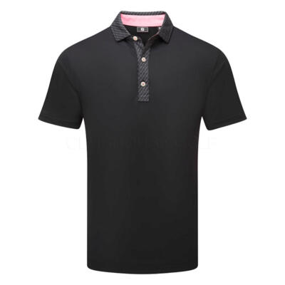 FootJoy Star Geo Trim Pique Golf Polo Shirt Black 39285