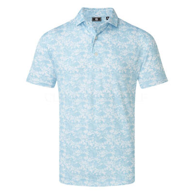 FootJoy Garden Print Lisle Golf Polo Shirt Air Blue 37794