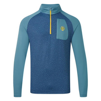 FootJoy The Open Championship Rock Print 1/4 Zip Golf Pullover Blue Tonal 38881