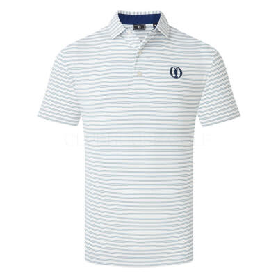 FootJoy The Open Championship Stripe Lisle Golf Polo Shirt Blue/White 38879