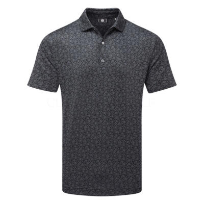 FootJoy Painted Floral Lisle Golf Polo Shirt Black 34128