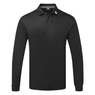 FootJoy Long Sleeve Thermolite Pique Golf Polo Shirt Black 96954